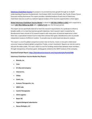 Veterinary Clostridium Vaccine Market Size, Share, Growth |Industry Analysis Rep