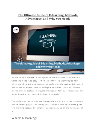 The Ultimate Guide of E-learning, Methods, Advantages, and Why you Need