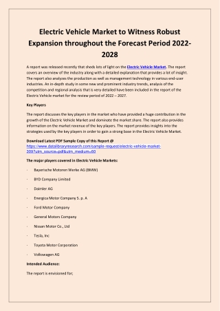 Global Electric Vehicle Market Opportunities and Forecast 2020-2027