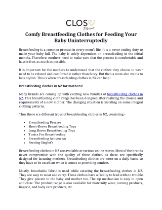 Comfy Breastfeeding Clothes for Feeding Your Baby Uninterruptedly