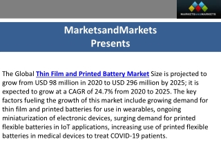 Thin Film and Printed Battery Market Key Players, Size, Share, Growth 2025