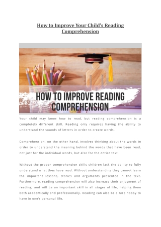 How to Improve Your Child’s Reading Comprehension
