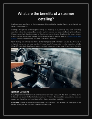 What are the benefits of a steamer detailing