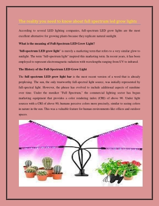 The reality you need to know about full spectrum led grow lights