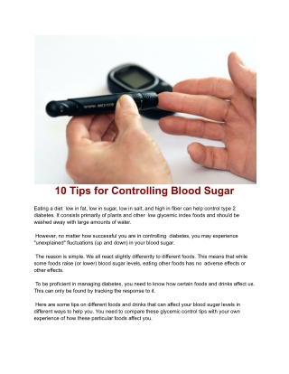 Reduce your blood sugar
