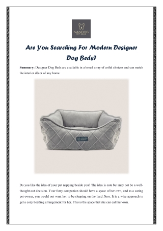 Are You Searching For Modern Designer Dog Beds?