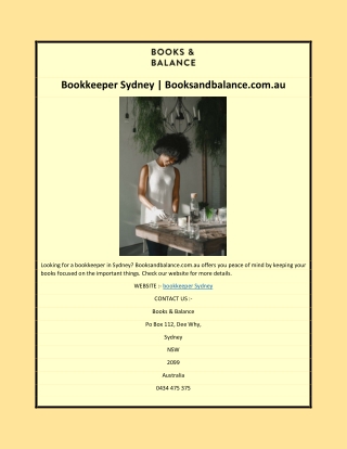 Bookkeeper Sydney | Booksandbalance.com.au