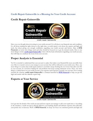 Credit Repair Gainesville is a Blessing for Your Credit Account