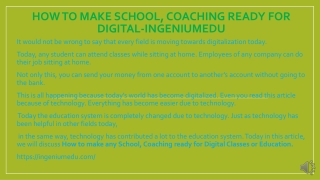 How to make School, Coaching ready for Digital-IngeniumEdu