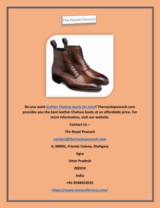 Leather chelsea boots for men | Theroyalepeacock.com