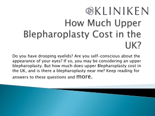 How Much Upper Blepharoplasty Cost in the UK