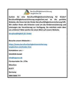 Berufsunfähigkeit für Kinder  Berufsunfähigkeitsversicherung-vergleichen.net
