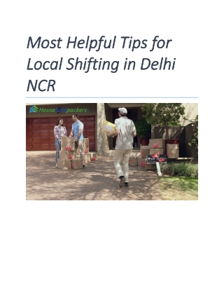Most Helpful Tips for Local Shifting in Delhi NCR