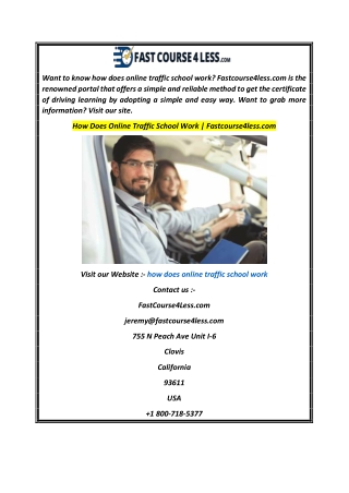 How Does Online Traffic School Work  Fastcourse4less.com