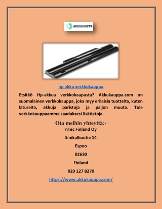 Hp akku verkkokauppa | Akkukauppa.com