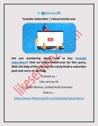 Youtube Subscriber | Likeservice24.com