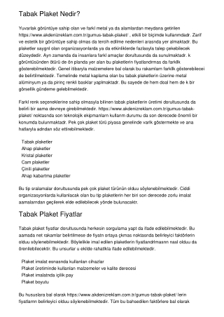 Tabak Plaket Nedir?