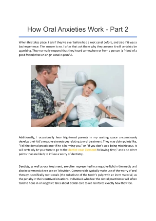 How Oral Anxieties Work - Part 2