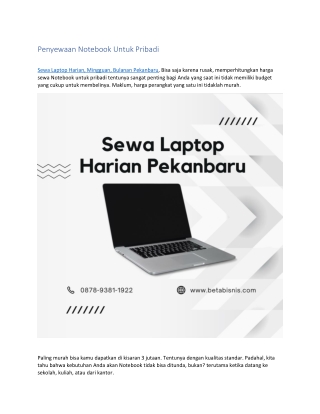 Sewa Laptop Harian Pekanbaru, WA 0878 9381 1922