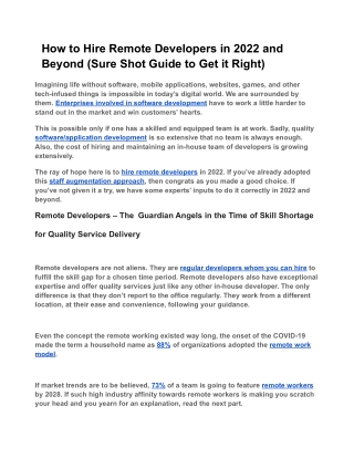 How to Hire Remote Developers in 2022 and Beyond (Sure Shot Guide to Get it Right)