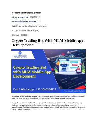 Crypto Trading Bot With MLM Mobile App Development