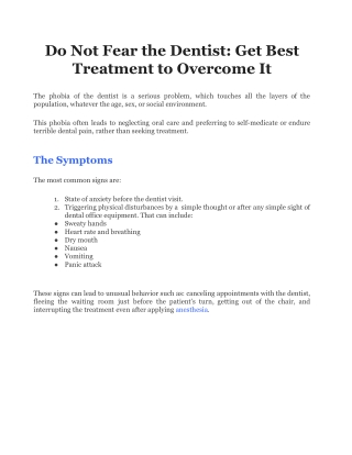 Do Not Fear the Dentist_ Get Best Treatment to Overcome It