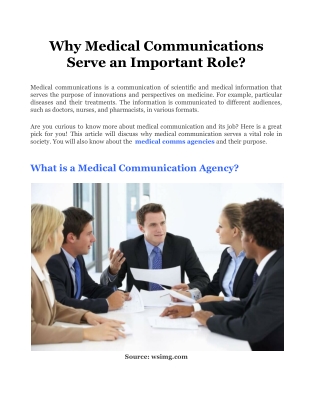 Why Medical Communications Serve an Important Role_