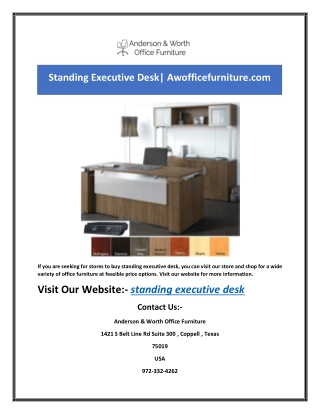 Standing Executive Desk| Awofficefurniture.com