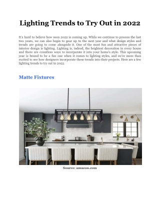 Lighting Trends to Try Out in 2022