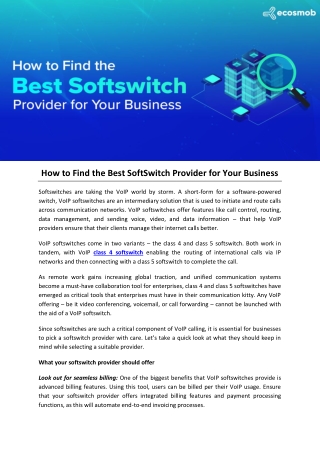 How to Find the Best SoftSwitch Provider for Your Business