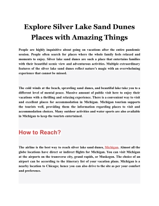 Explore Silver Lake Sand Dunes Places with Amazing Things