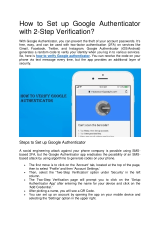 How to Set up Google Authenticator with 2-Step Verification