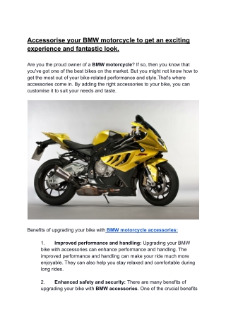 Accessorise your BMW motorcycle