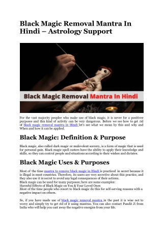 Black Magic Removal Mantra In Hindi – Astrology Support