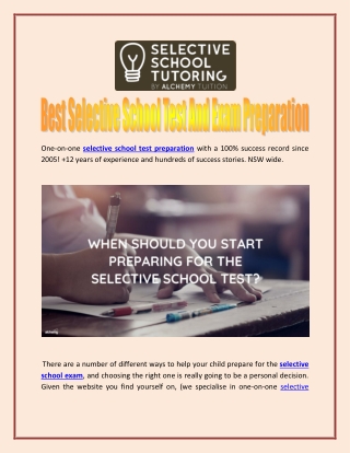 Best Selective School Test And Exam Preparation