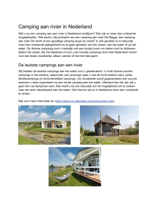 Camping aan rivier in Nederland