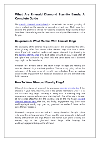 What Are Emerald Diamond Eternity Bands