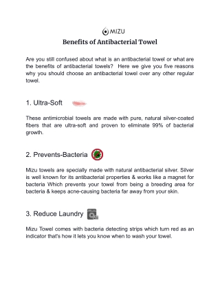 5 Benifits of Antibacterial Towel
