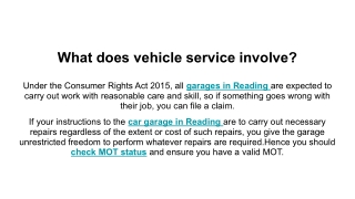 What does vehicle service involve_
