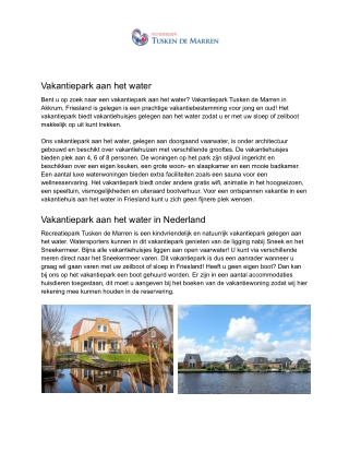 Tusken de Marren - vakantiepark aan het water