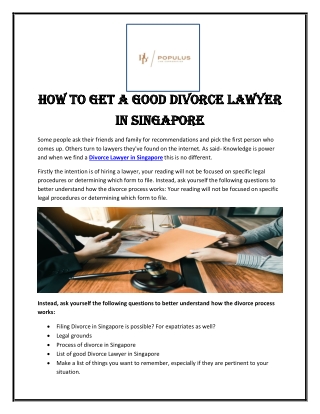 How to get a good Divorce Lawyer in Singapore