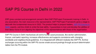 SAP PS Course in Delhi in 2022