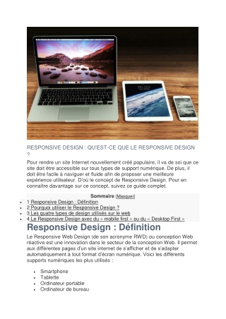 C’est quoi un Responsive Design ?