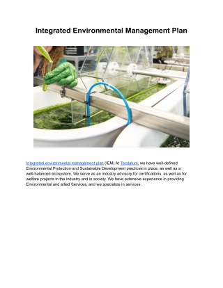 Integrated Environmental Management Plan