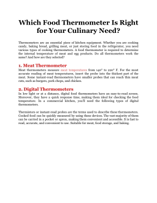 Which Food Thermometer Is Right for Your Culinary Need_