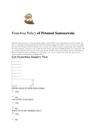 Petumal Samosawala Franchise