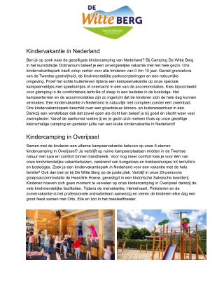 Kindervakantie in Nederland