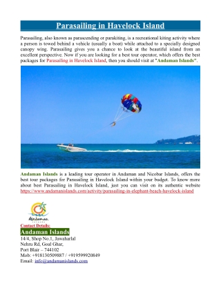 Parasailing in Havelock Island