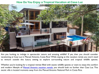 How Do You Enjoy a Tropical Vacation at Casa Luz?