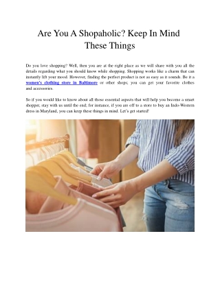 Are You A Shopaholic? Keep In Mind These Things